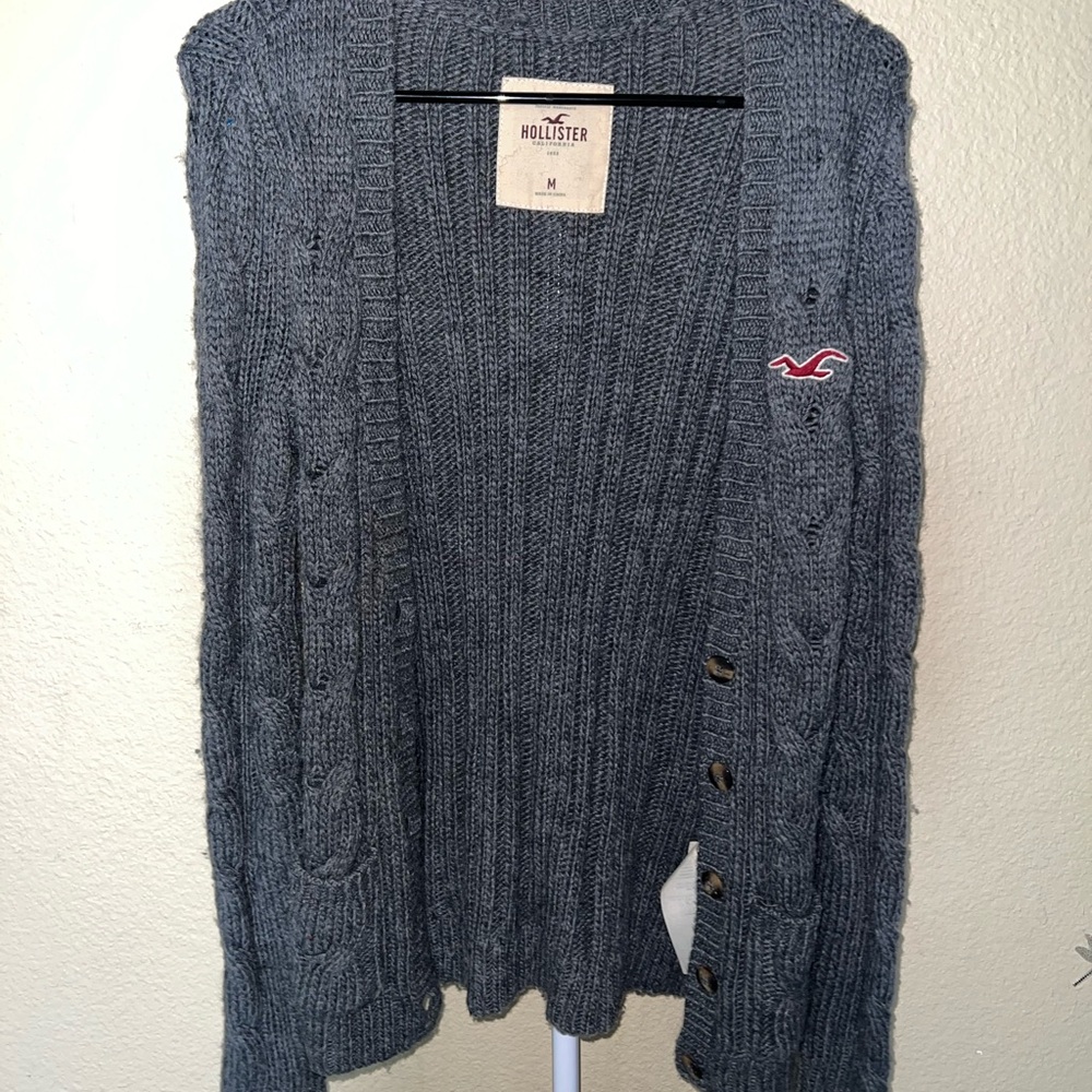Hollister Charcoal Cable Knit Sweater